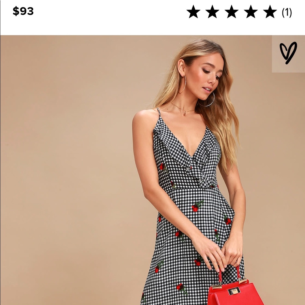 Lulu’s Black and White Gingham Midi Dress